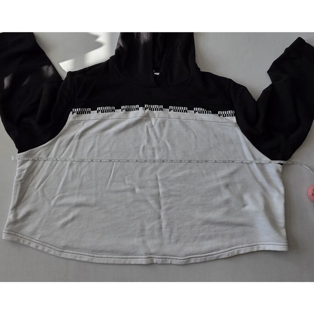Puma Black/White Amplified Cropped Logo Hoodie 3xl - Picture 6 of 8